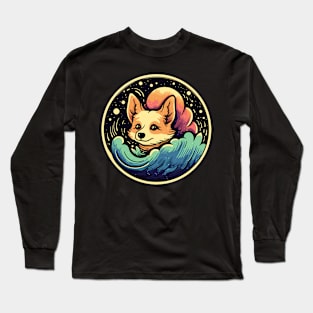 Starry Waves of Cuteness: Cute Dog Long Sleeve T-Shirt